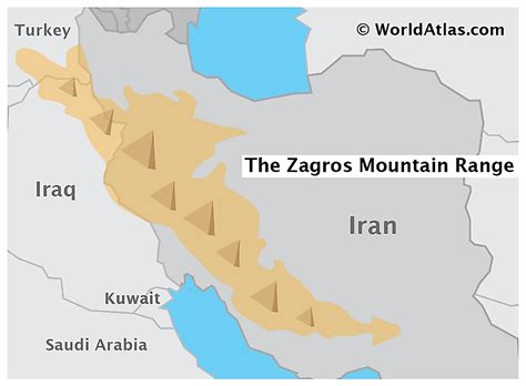 A) Topographic map showing the Zagros Mountains and foothills in