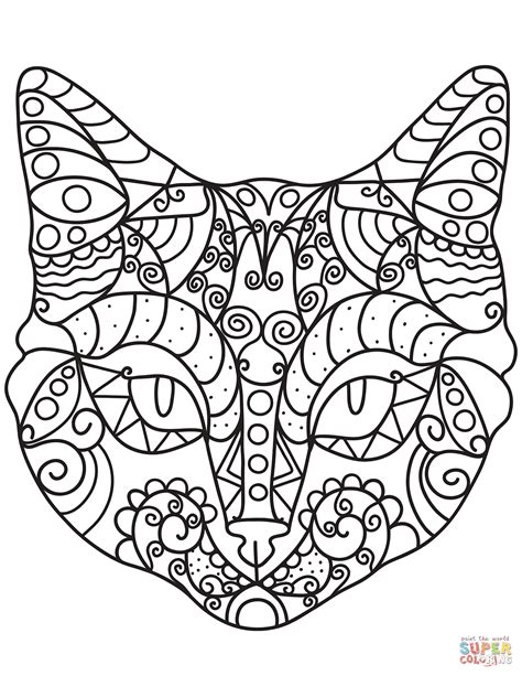 Zentangle Cat Coloring Pages