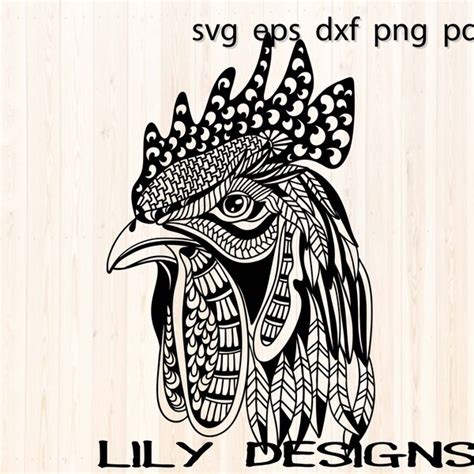 Download Zentangle Rooster DXF Files