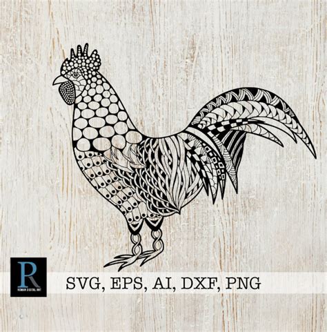 Download Zentangle Rooster For Cricut