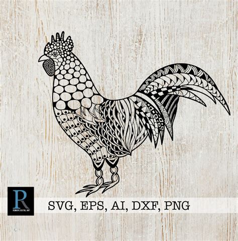 Download Zentangle Rooster For Silhouette