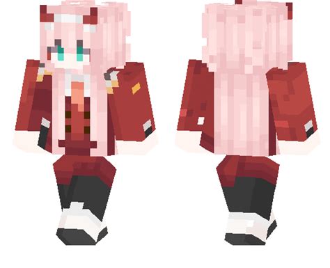 Unleash Your Inner Rebel with the Fierce and Fearless Zero Two Minecraft Skin!