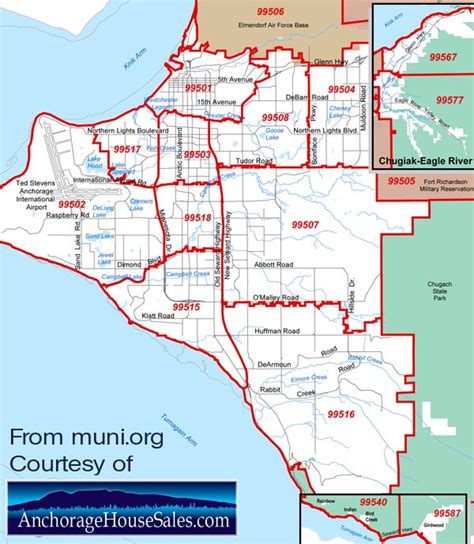 Anchorage Zip Code Map, Alaska