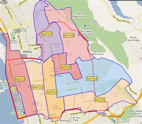 Berkeley California Zip Code Wall Map (Red Line Style) by MarketMAPS