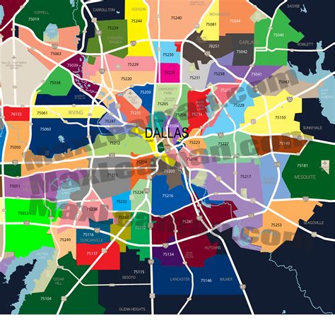 Zip code map Dallas Dallas Texas zip code map (Texas USA)
