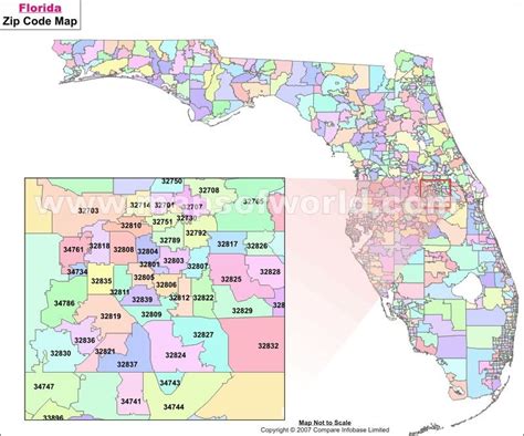Buy Central Florida Zip Code Map