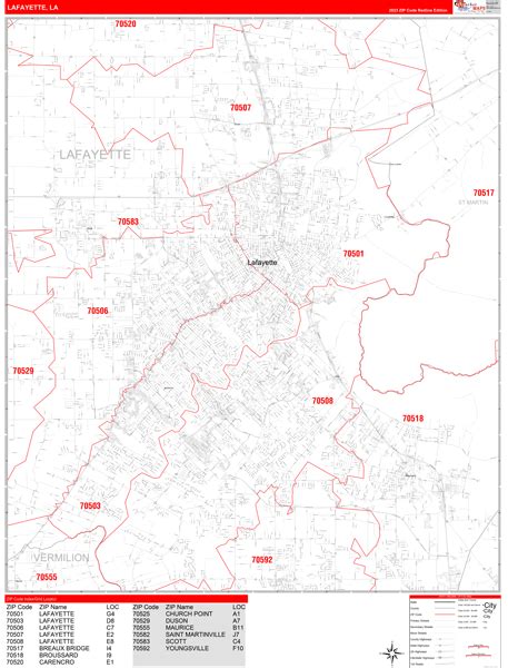 Lafayette Parish Zip Code Map, Louisiana