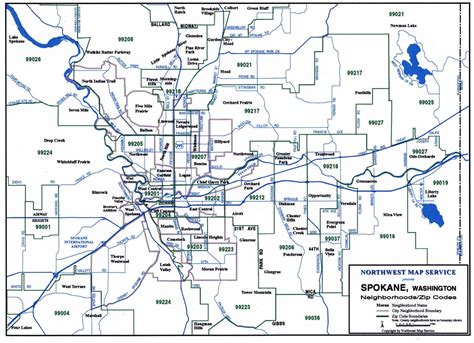Spokane Zip Code Map, Washington