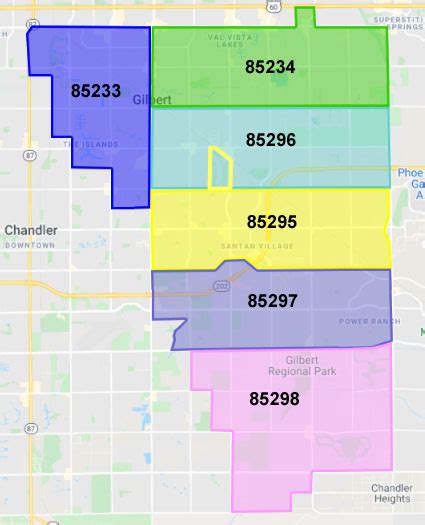 Gilbert AZ Zip Code Map