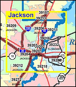 Jackson Mississippi Zip Code Map