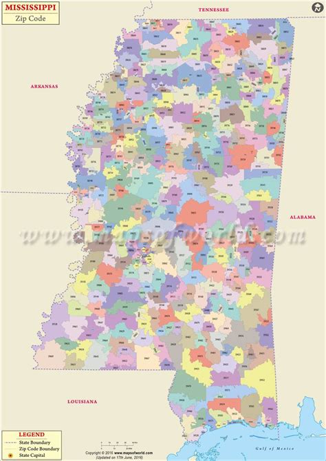 Mississippi ZIP Code Wall Map
