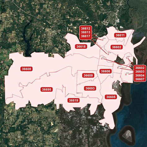Mobile AL Zip Code Map