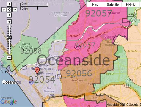 Oceanside CA Zip Code Map