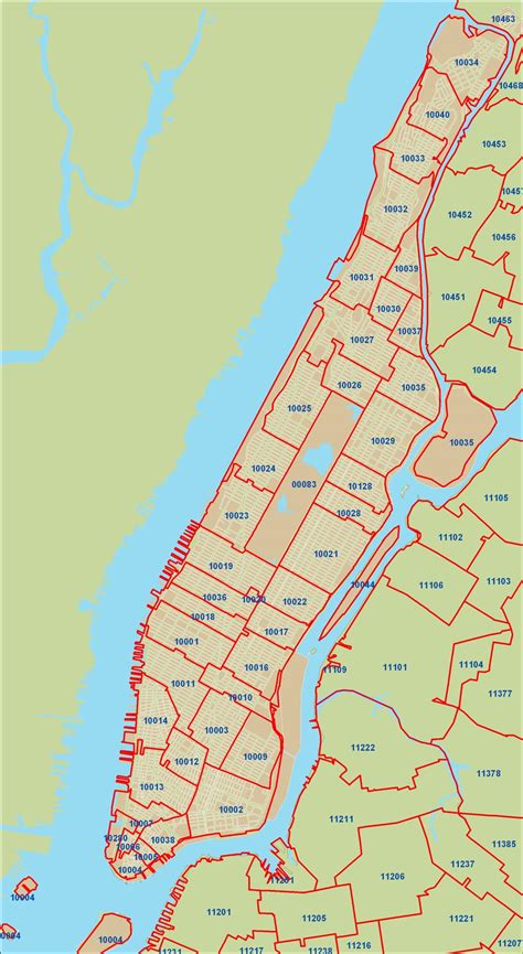 Manhattan Zip Code Map (Zip Codes colorized) Otto Maps