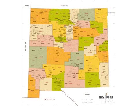 Buy New Mexico Zip Code Map With Counties online