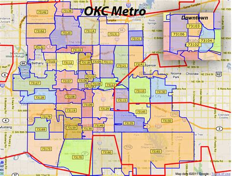 Map Of Zip Codes In Oklahoma Editable Central Oklahoma City, OK Map