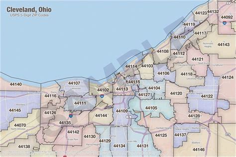 Cleveland Ohio Zip Code Map Map VectorCampus Map