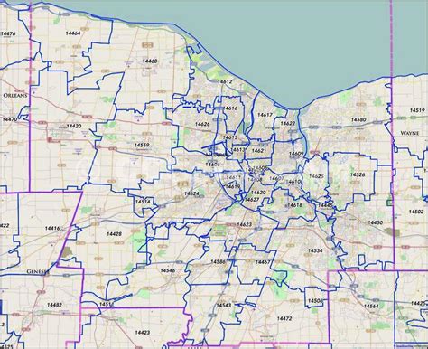 Rochester, NY Zip Code Map Monroe County, NY Zip Codes