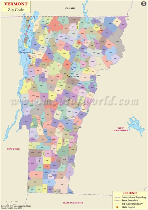 Vermont 3digit ZIP code and county vector map