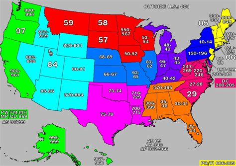 Distribution of the first two digit zip codes in the United States