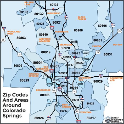 Zip Codes For Colorado Springs Map