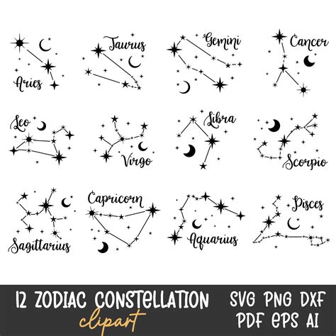 Download Zodiac Constellations Collection Graphic Commercial Use DXF Files