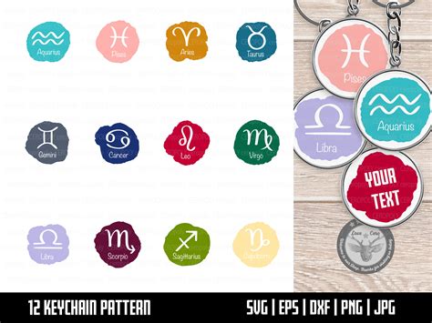 Download Zodiac Signs Round Keychain Pattern Files for Cricut