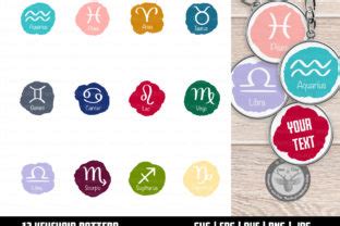Download Zodiac Signs Round Keychain Pattern Silhouette
