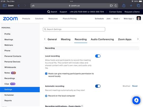 Zoom Recording Options
