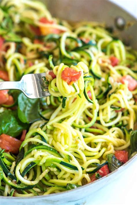 Zucchini Noodles in a Bowl with Sauce