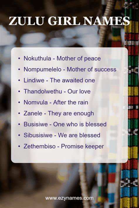Zulu Girl Names Starting With L