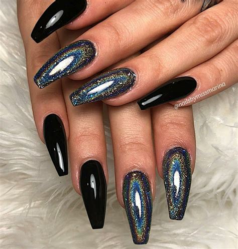 Black Chrome Nails Black chrome nails, Chrome nails, Nails