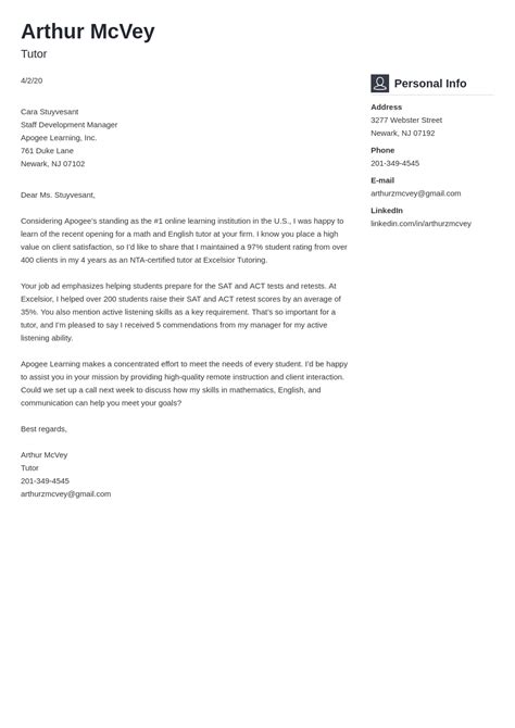 Classic Cover Letter Template PDF Format