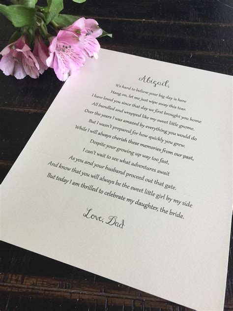 Letter to the Bride / on Your Wedding Day / Daughter / Wedding Etsy