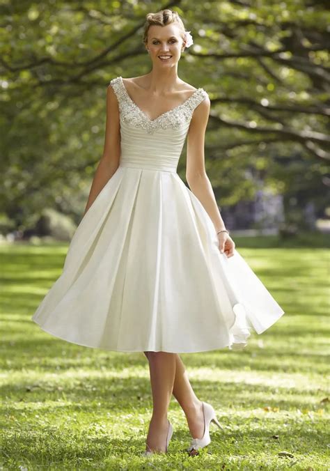 Off The Shoulder Aline Tea Length Wedding Dress