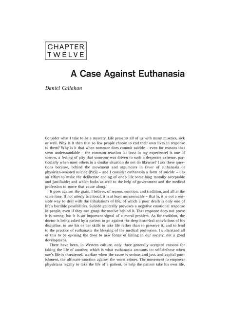 a case against euthanasia by daniel callahan