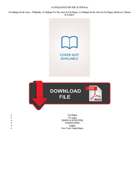 Cool A Challenge For The Actor Pdf Updated