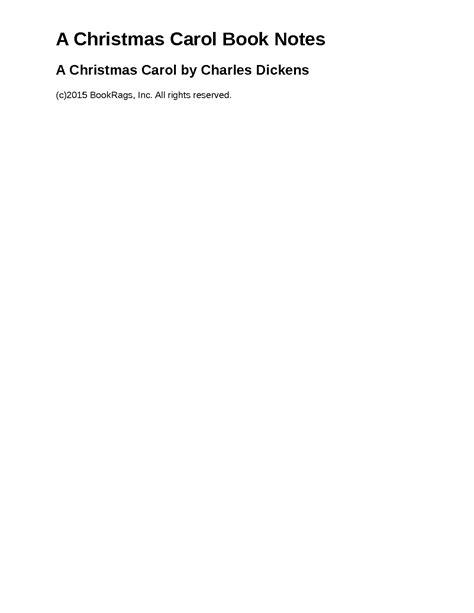 A Christmas Carol Notes