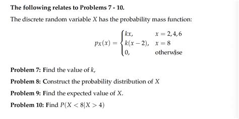 a discrete random variable x has the following probability mass function