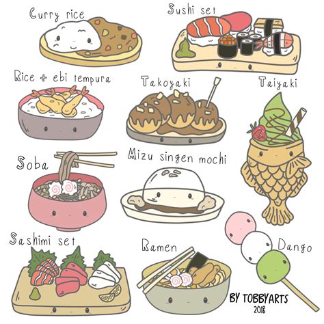 a drawing of japan food