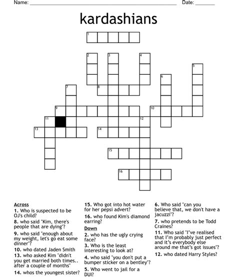 a kardashian crossword clue