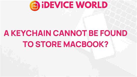 A Keychain Cannot Be Found To Store Macos