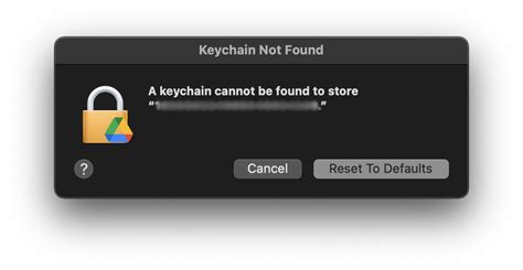 A Keychain Cannot Be Found To Store Reset To Defaults