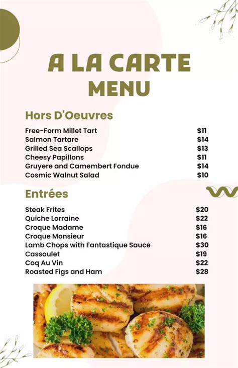 world of cuisines Menu and it's types a la carte, table d'hote and others..