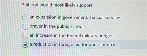 a liberal would most likely support