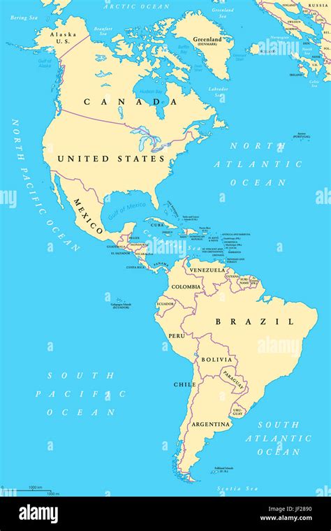 a map of north and south america