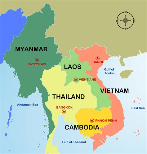 a map of vietnam cambodia laos and thailand