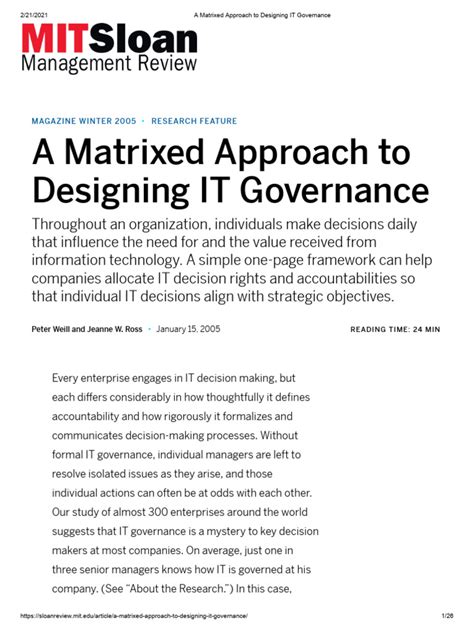 A Matrixed Approach to Designing IT Governance