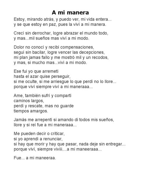 a mi manera letra original