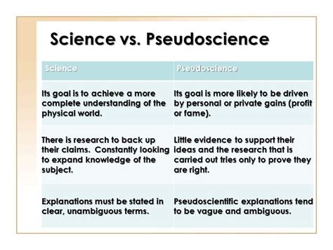 a paragraph explain three differences between a science and a pseudoscience
